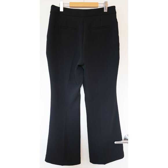 Aritzia Wilfred Back Zip-Front Crepe Flared Cropped Trousers Black 12 - Picture 2 of 5
